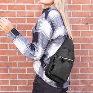 Everyday Black Sling Backpack for Women - Compact Crossbody Carry